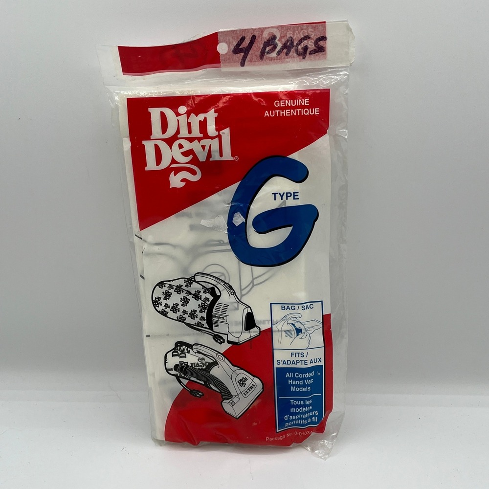 Vtg. Dirt Devil Type G Vacuum Bags 4 Pack for Corded Hand Vacs 3-010347-001
